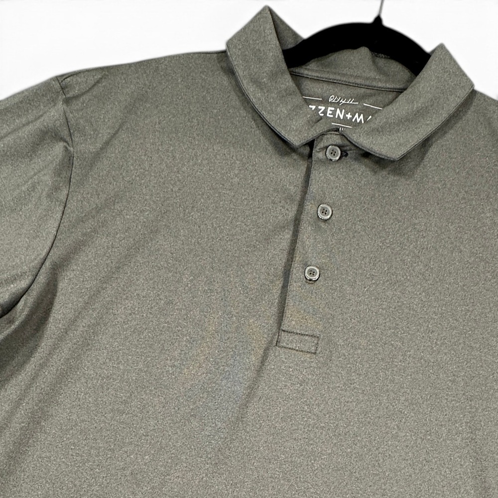 Mizzen + Main x Phil Mickelson Polo Shirt Mens M Grey Green Performance Stretch